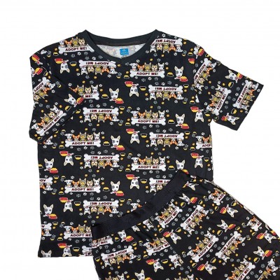 Pijama Glow Adopt Me negro adulto manga corta